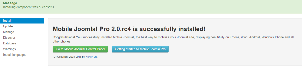 mobile joomla installation setup