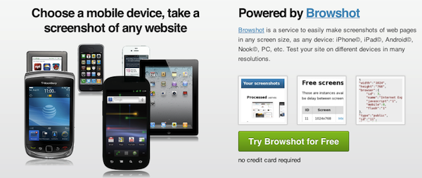 Browshot Mobile Website Testing Tool