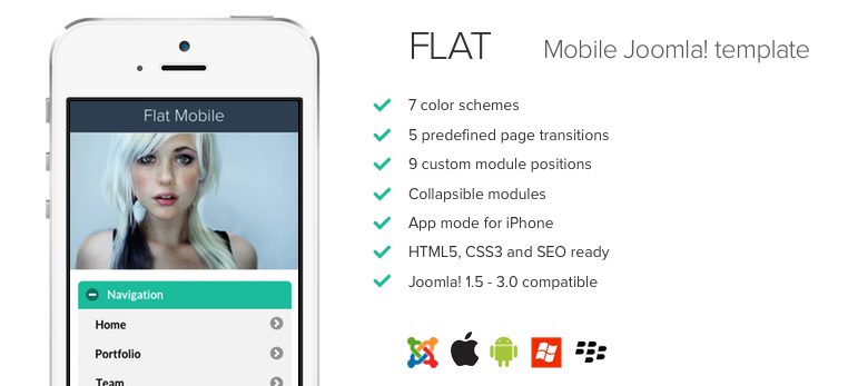 Flat Design Mobile Joomla! template