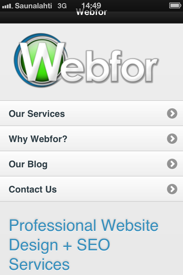 Webfor's mobile home page