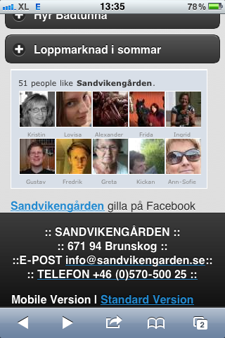 Sandvikengården Menu - Mobile Joomla! Template Elegance