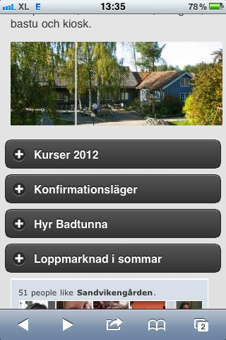 Sandvikengården Facebook widget - Mobile Joomla! Template Elegance