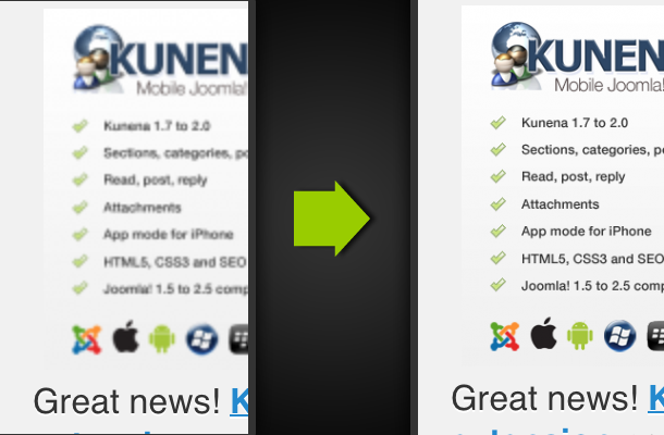 Mobile Joomla! Pro HD image support effect