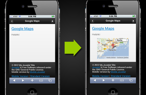 Google Maps mobile joomla