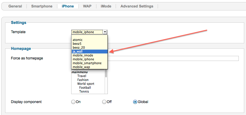 Mobile Joomla! Responsive Template Selection